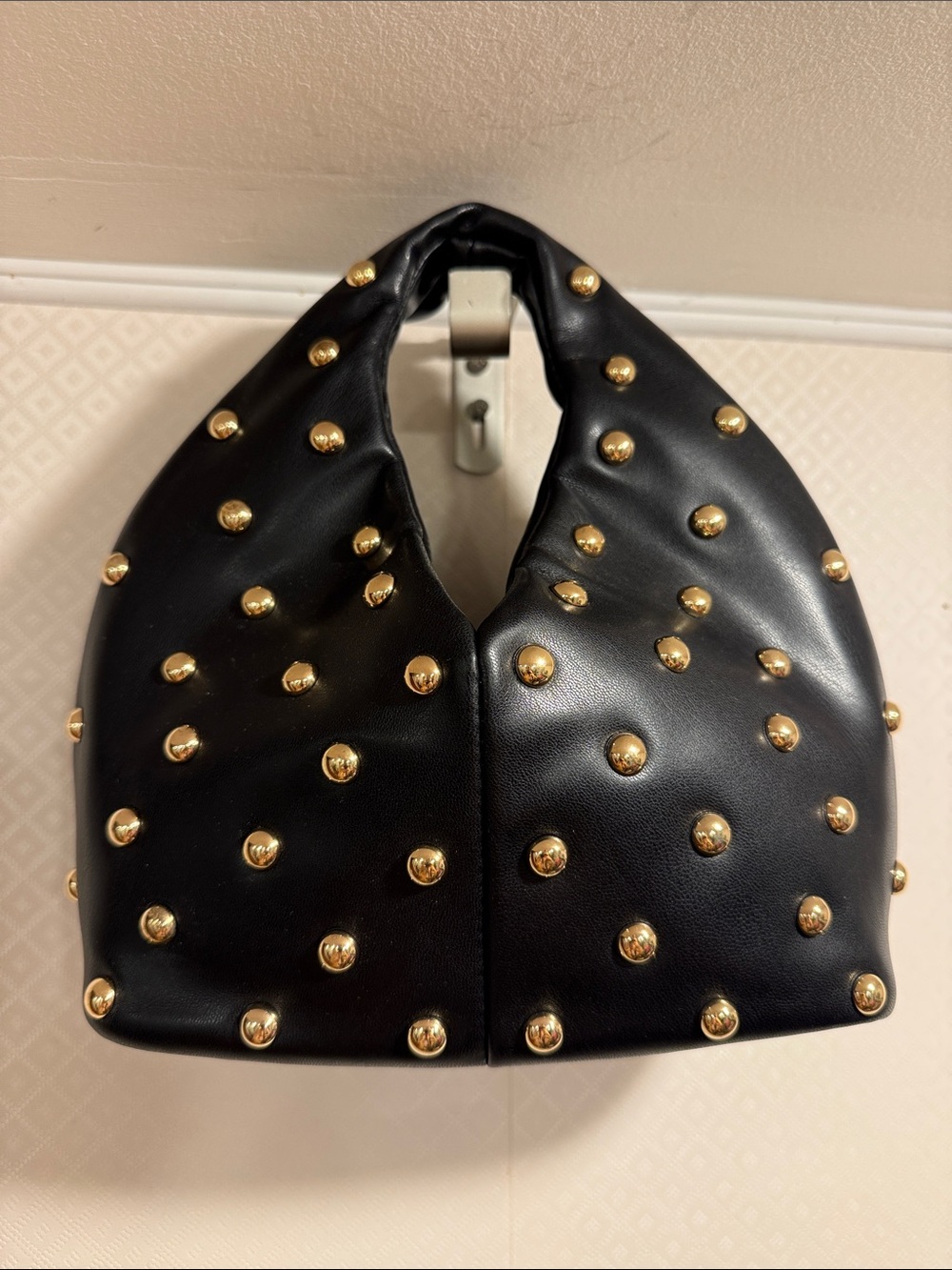 NWOT Dolce Vita Dahlia Studded Hobo HandBag Black Stella with Gold Accents - Picture 4 of 10